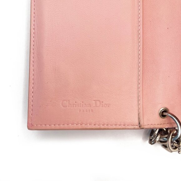 Authentic DIOR Lady Dior Long Flap Wallet Pink Trotter Cannage Lambskin Leather - Picture 12 of 13